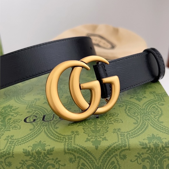 Gucci Black Belt with Gold GG Emblem Marmont belt - Picture 5 of 5